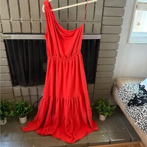 Orange one shoulder dress. Size L brand is Max Studio